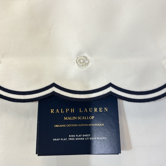 Ralph Lauren Home Malin Scallop Organic Cotton Sateen Flat Sheet, King - Picture 2 of 3